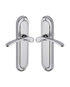 Heritage Brass Polished Chrome Ambassador Door Handle on Plate - Lever Latch
