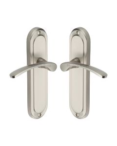 Heritage Brass Satin Nickel Ambassador Door Handle on Plate - Lever Latch