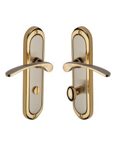 Heritage Brass Jupiter Split Finish Ambassador Door Handle on Plate - Bathroom Set