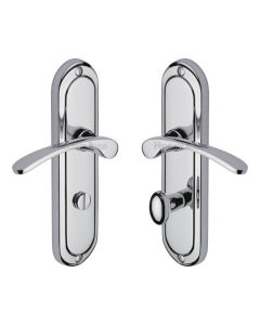 Heritage Brass Polished Chrome Ambassador Door Handle on Plate - Bathroom Set