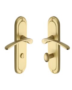 Heritage Brass Satin Brass Ambassador Door Handle on Plate - Bathroom Set