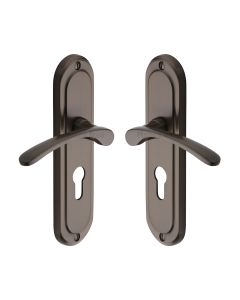 Heritage Brass Matt Bronze Ambassador Door Handle on Plate - Euro Profile