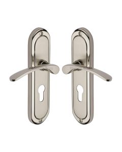 Heritage Brass Mercury Split Finish Ambassador Door Handle on Plate - Euro Profile
