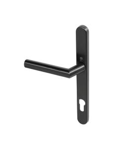 BLU Satin Black Angled Lever Door Handle on euro backplate |  AML096-PBK