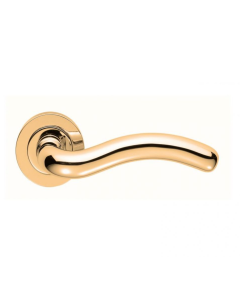 Set Manital Polished Brass Squiggle Lever Furniture on rose | AQ8PB
