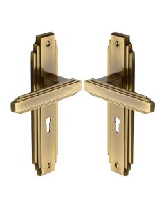 Heritage Brass Antique Brass Astoria Door Handle on Plate - Lever Lock