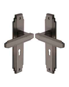 Heritage Brass Matt Bronze Astoria Door Handle on Plate - Lever Lock
