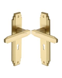 Heritage Brass Satin Brass Astoria Door Handle on Plate - Lever Lock