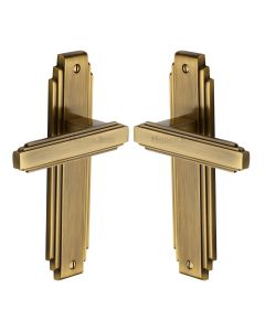 Heritage Brass Antique Brass Astoria Door Handle on Plate - Lever Latch