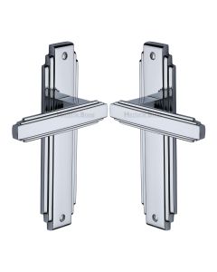 Heritage Brass Polished Chrome Astoria Door Handle on Plate - Lever Latch