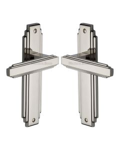 Heritage Brass Polished Nickel Finish Astoria Door Handle on Plate - Lever Latch
