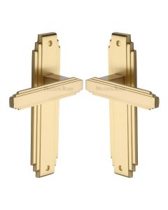 Heritage Brass Satin Brass Astoria Door Handle on Plate - Lever Latch