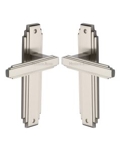 Heritage Brass Satin Nickel Astoria Door Handle on Plate - Lever Latch