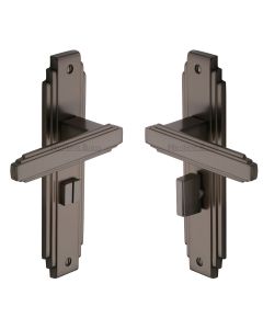 Heritage Brass Matt Bronze Astoria Door Handle on Plate - Bathroom Set