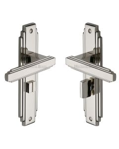 Heritage Brass Polished Nickel Finish Astoria Door Handle on Plate - Bathroom Set