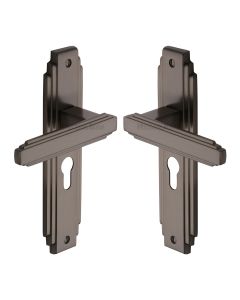 Heritage Brass Matt Bronze Astoria Door Handle on Plate - Euro Profile