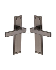 Heritage Brass Matt Bronze Atlantis Door Handle on Plate - Lever Latch