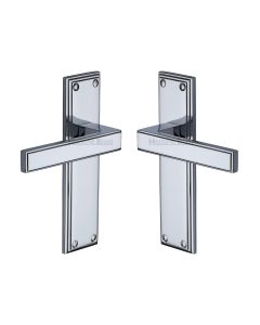 Heritage Brass Polished Chrome Atlantis Door Handle on Plate - Lever Latch