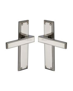 Heritage Brass Polished Nickel Finish Atlantis Door Handle on Plate - Lever Latch