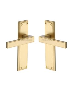 Heritage Brass Satin Brass Atlantis Door Handle on Plate - Lever Latch