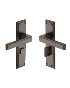 Heritage Brass Matt Bronze Atlantis Door Handle on Plate - Bathroom Set