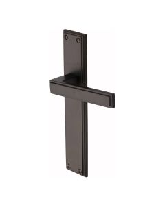 Heritage Brass Matt Bronze Atlantis Long Door Handle on Plate - Lever Latch