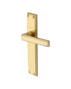Heritage Brass Polished Brass Atlantis Long Door Handle on Plate - Lever Latch
