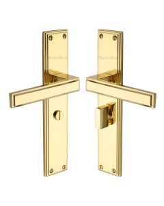 Heritage Brass Polished Brass Atlantis Long Door Handle on Plate - Bathroom Set