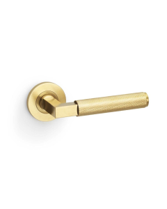 Alexander & Wilks Satin Brass PVD Hurricane Knurled Lever on rose | AW200SBPVD