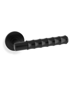 Alexander & Wilks Black Spitfire Bamboo Knurled Lever on rose | AW225BL