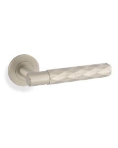 Alexander & Wilks Satin Nickel Spitfire Lever Diamond Cut on rose | AW226SN