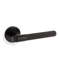Alexander & Wilks Matt Black Kingston Knurled Lever on rose | AW240BL