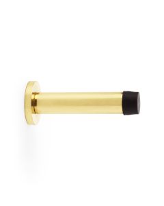 Polished Brass Lacquer 80mm Projection Cylinder Door Stop with Rose | AW616PBL