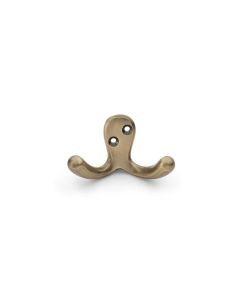 Alexander & Wilks Antique Brass Victorian Double Robe Hook | AW773AB