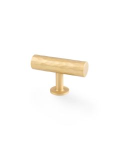 Alexander and Wilks Satin Brass Leila Hammered T Bar Knob | AW804-55-SB