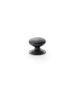 Alexander and Wilks Black 25mm Round Cupboard Knob on Stepped Rose | AW825-25-BL