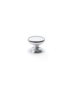 Alexander and Wilks Polished Chrome 25mm Round Cupboard Knob on Stepped Rose | AW825-25-PC