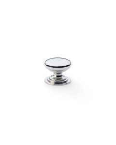 Alexander and Wilks Polished Nickel 25mm Round Cupboard Knob on Stepped Rose | AW825-25-PN