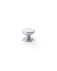 Alexander and Wilks Satin Chrome 25mm Round Cupboard Knob on Stepped Rose | AW825-25-SC