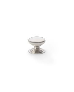 Alexander and Wilks Satin Nickel 25mm Round Cupboard Knob on Stepped Rose | AW825-25-SN