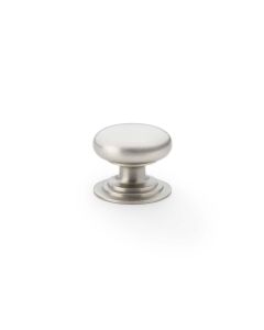 Alexander and Wilks Satin Nickel 32mm Round Cupboard Knob on Stepped Rose | AW825-32-SN