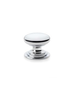 Alexander and Wilks Polished Chrome 38mm Round Cupboard Knob on Stepped Rose | AW825-38-PC