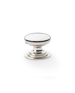 Alexander and Wilks Polished Nickel 38mm Round Cupboard Knob on Stepped Rose | AW825-38-PN