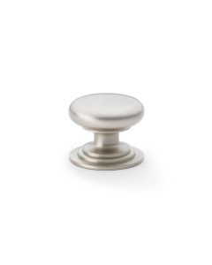 A&W Satin Nickel 38mm Round Cupboard Knob on Stepped Rose | AW825-38-SN