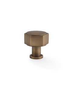 Alexander and Wilks Antique Brass 33mm Hexagonal Cabinet Knob | AW828-33-AB