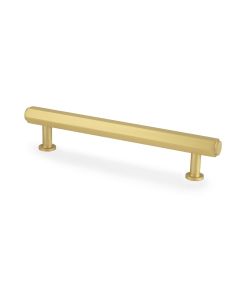 Alexander and Wilks Satin Brass 128mm Hexagonal Pull Handle | AW830-128-SB