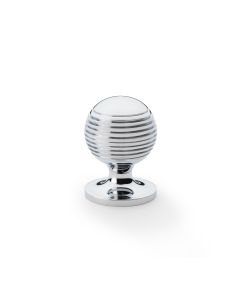 Alexander and Wilks Polished Chrome 32mm Caesar Cupboard Knob on Round Rose | AW832-32-PC