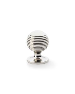 Alexander and Wilks Polished Nickel 32mm Caesar Cupboard Knob on Round Rose | AW832-32-PN