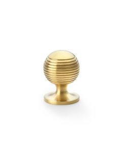 Alexander and Wilks Satin Brass PVD 32mm Caesar Cupboard Knob on Round Rose | AW832-32-SBPVD
