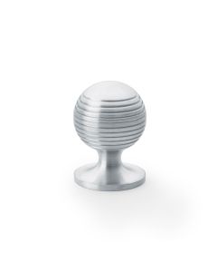 Alexander and Wilks Satin Chrome 32mm Caesar Cupboard Knob on Round Rose | AW832-32-SC